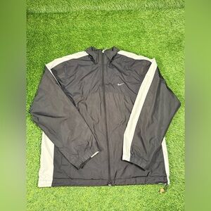 Nike Y2K Vintage Black Gray Colorblock Windbreaker Track Jacket Zip Up Mens Lg